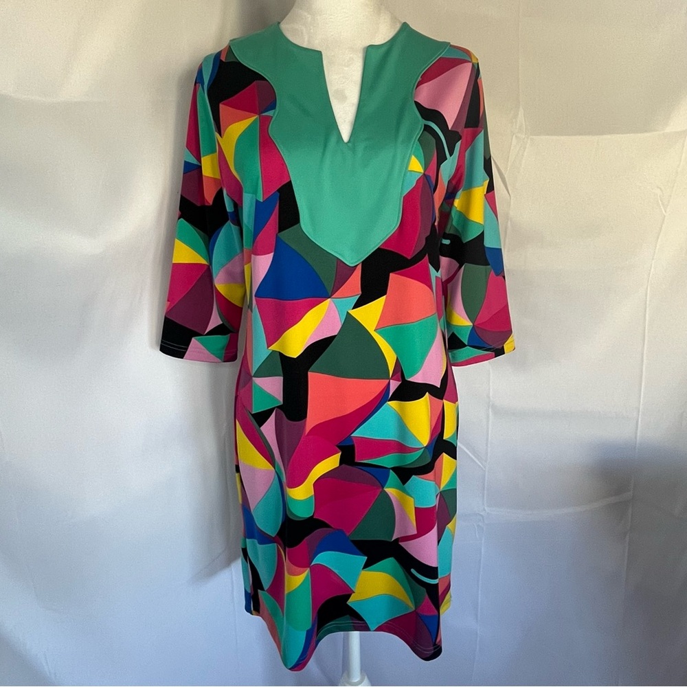 Tracy‎ Negoshian 3/4 sleeve Jordan dress with Sunshade/Umbrella pattern Small